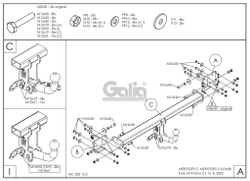 Фаркоп оцинкованный Galia M141C для Mercedes C-Class 2014-(паспорт и сертификат в комплекте)(без электрики)