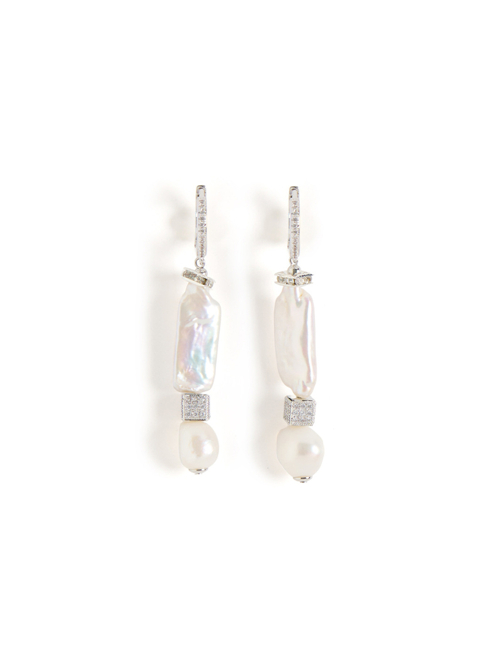 Серьги "Flat pearls" Silver