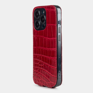 Чехол для iPhone 14 Pro из кожи крокодила, цвета красный лак