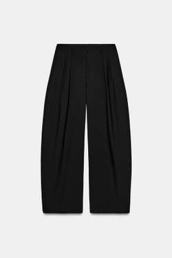 ZARA БРЮКИ WIDE LEG С ЗАЩИПАМИ — ZW COLLECTION, ЧЕРНЫЙ