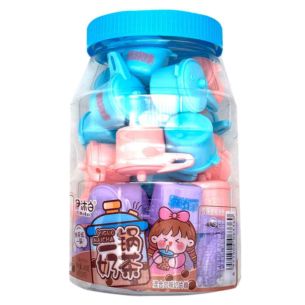 Конфеты YiMuBai Yiguo Naicha Milk Tea Pot Lollipops Молочный чай 8гр
