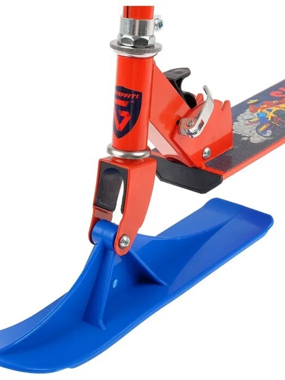 Самокат-снегокат зимний 2 в 1 Super Rider, цвет красный