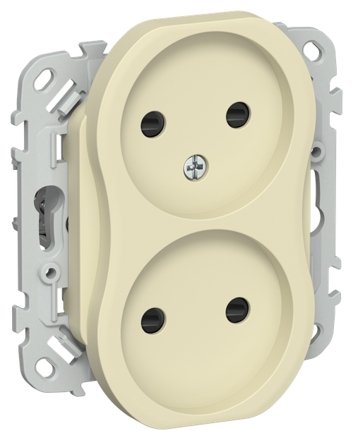 FLITE Розетка 2-местная без заземления с защитными шторками 10А РСш02-0-ФлН навахо IEK