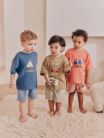 Пижама для мальчика Next AC0-919, 3 шт., Синий, Оранжевый, Бежевый