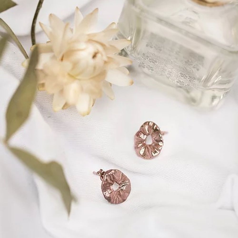 Серьги Атоллы мини с розовой позолотой