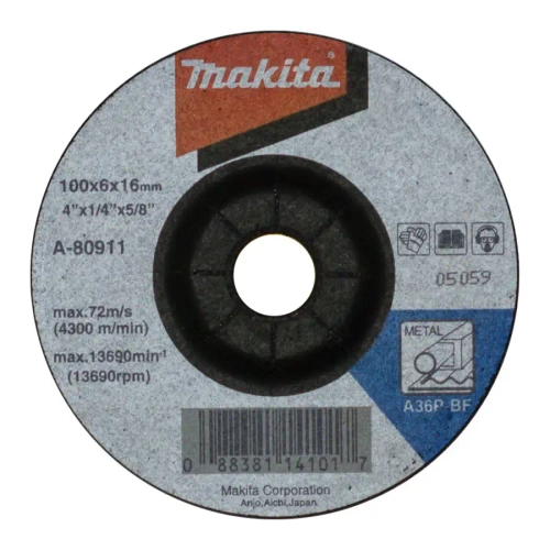Шлифовальный диск по металлу A36P 100x6 мм Makita A-80911