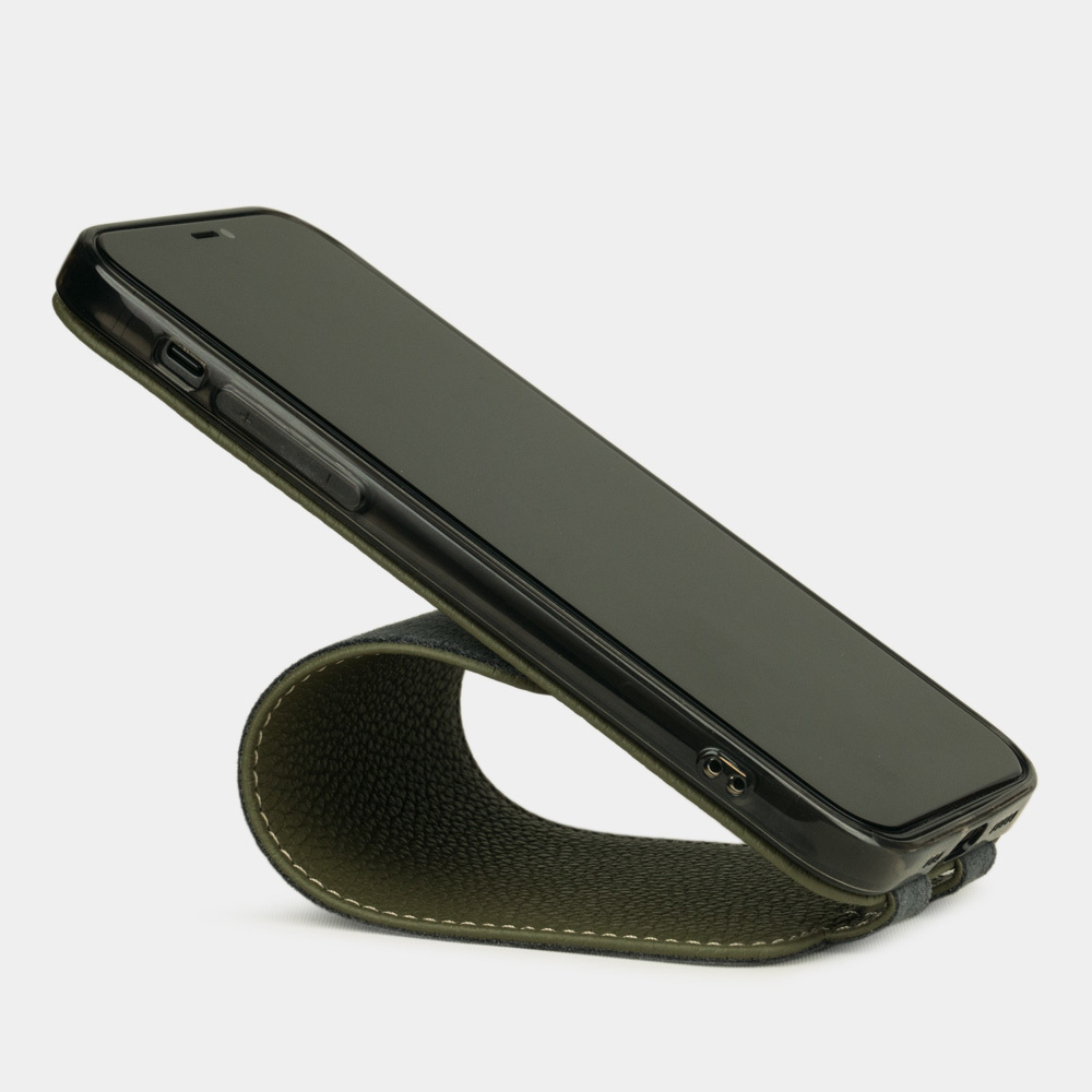 Чехол для iPhone 12/12Pro из кожи теленка, зеленого цвета