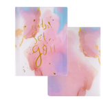 Папка с 60 вкладышами Alingar, А4, 310х235 мм, пластик, 400 мкм, мраморный дизайн с надписью "Ready", розовый