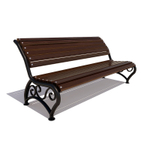 Скамейка стальная "Брянск" лиственница 3,0м, без подлокотников, палисандр