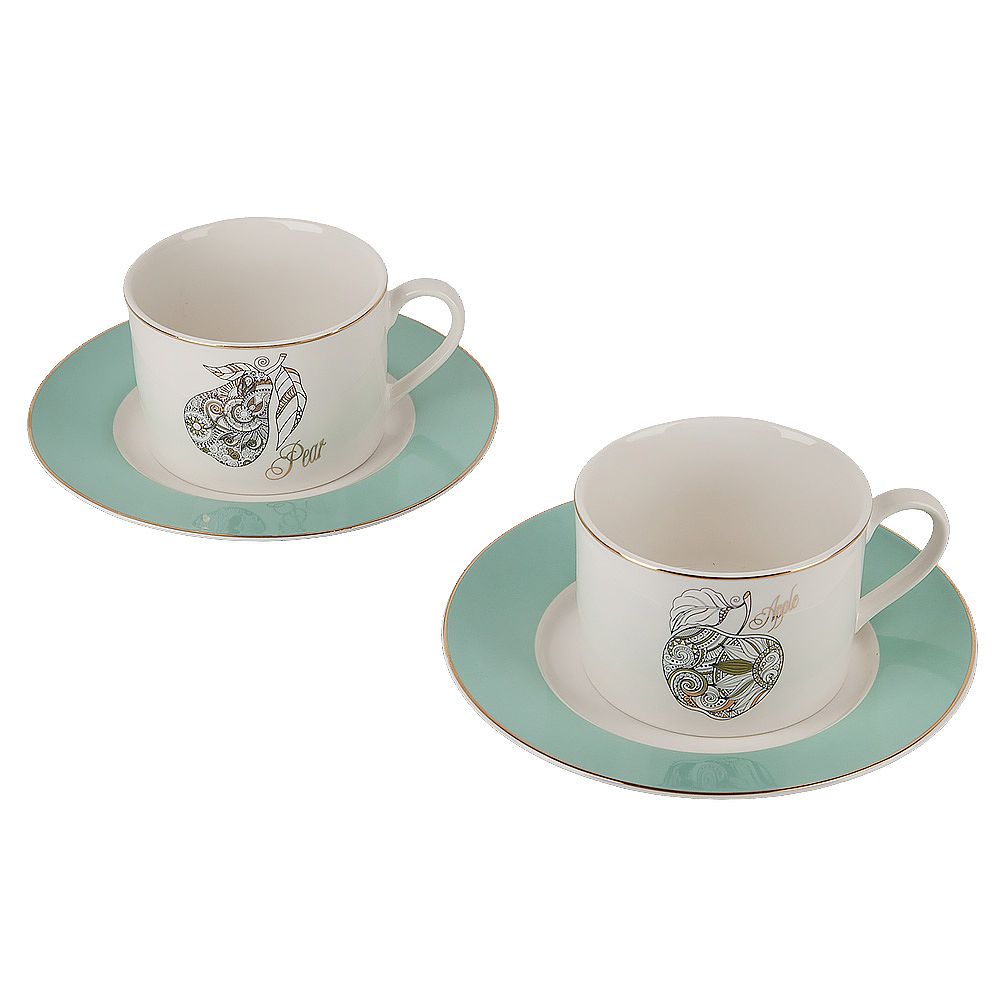 Набор чайный 4пр. " Apple&Pear" (2 персон) v=220мл (фарфор) (подарочная упаковка)