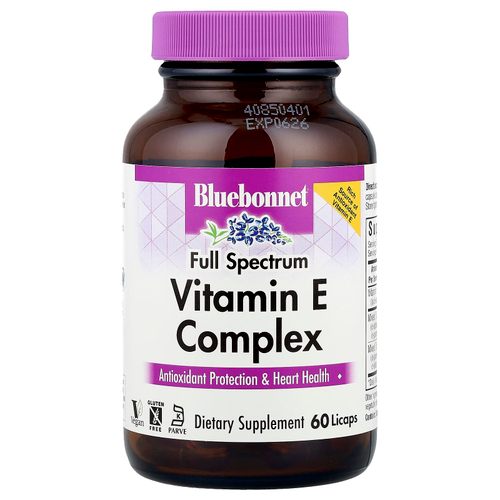 Bluebonnet Nutrition, Комплекс витамина Е, 60 капсул с жидкостью