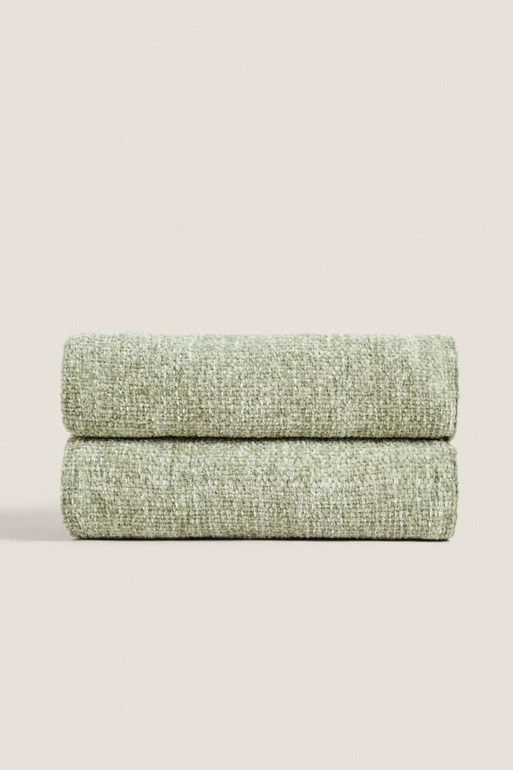 ZARA HOME ТОЛСТОЕ ОДЕЯЛО ИЗ СИНЕЛИ, СВЕТЛО-ЗЕЛЕНЫЙ