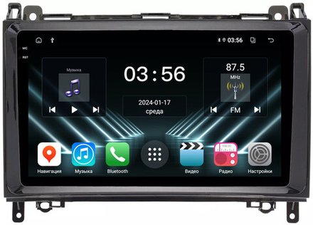 Магнитола для Mercedes-Benz Viano/Vito W639, Vito W447, A класс W169, B класс W245, Sprinter W906, VW Crafter - FarCar DX068M монитор 9.5" IPS на Android 13, 4+64Гб, CarPlay