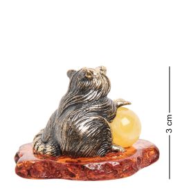 Народные промыслы AM- 287 Фигурка «Енот» (латунь, янтарь)