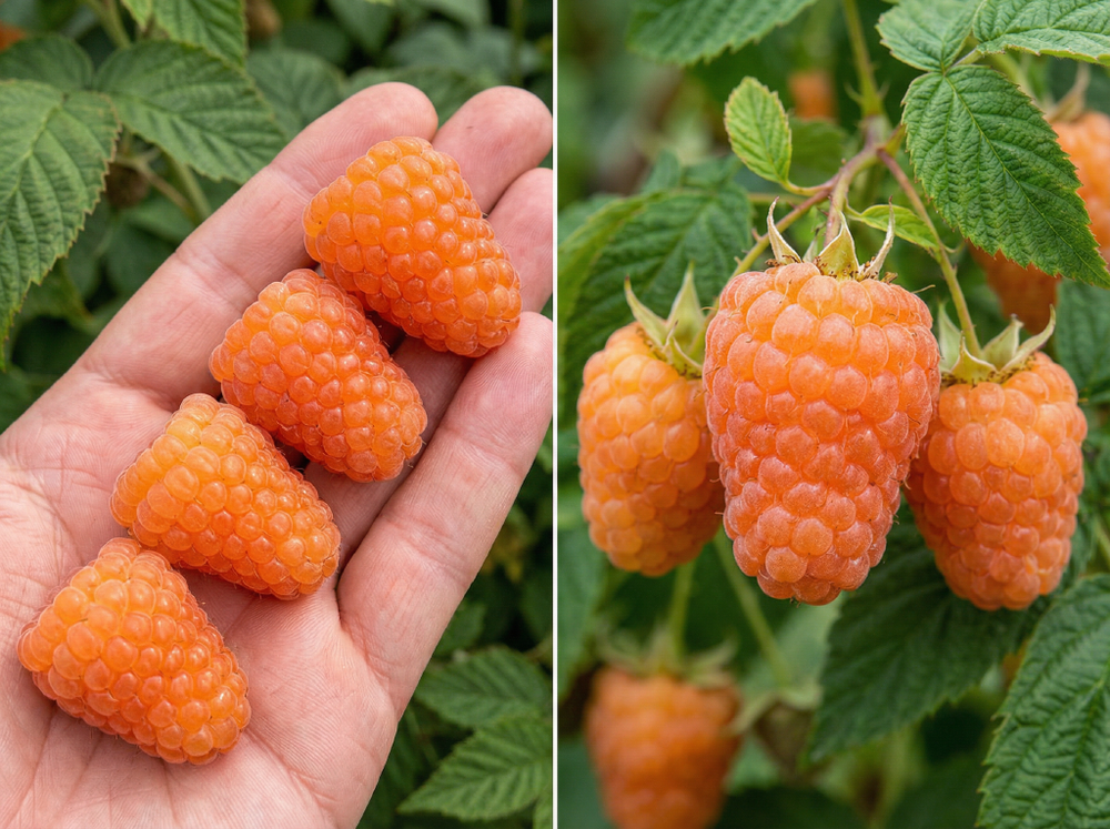 Саженец Малины «Оранжевое чудо» (Ремонтантная, Осенний урожай, Гипоаллергенная)