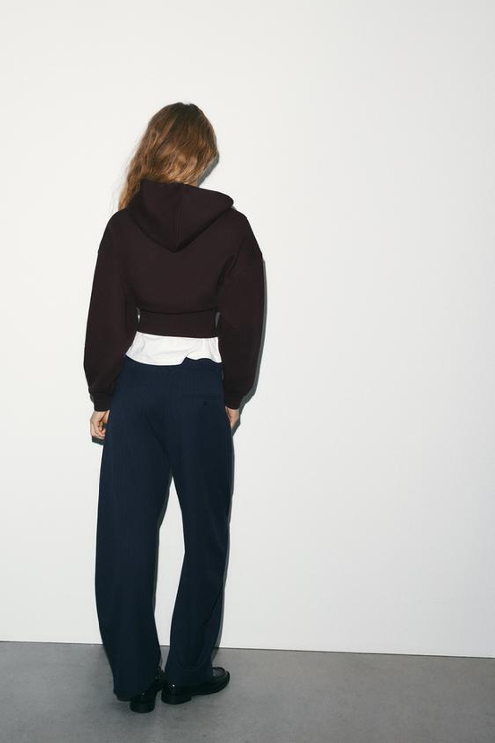 ZARA БРЮКИ BALLOON В ТОНКУЮ ПОЛОСКУ, МОРСКОЙ СИНИЙ