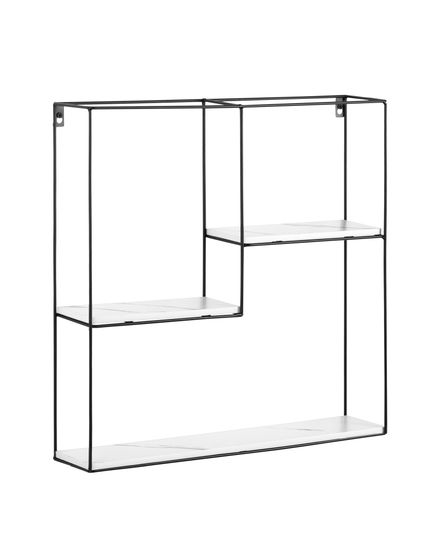 Полка Square черная белый мрамор