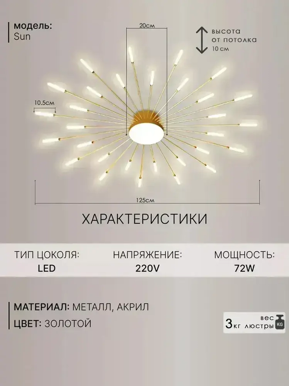 СВЕТ ВКЛЮЧИТЕ Люстра, LED, 72 Вт