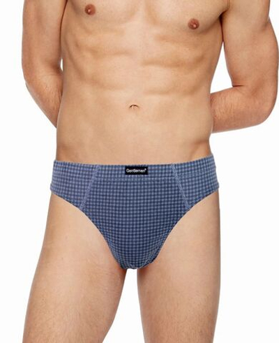 Набор из 2 мужских трусов-слипов в мелкую клетку (Размер: M) (Цвет: серый с синим)