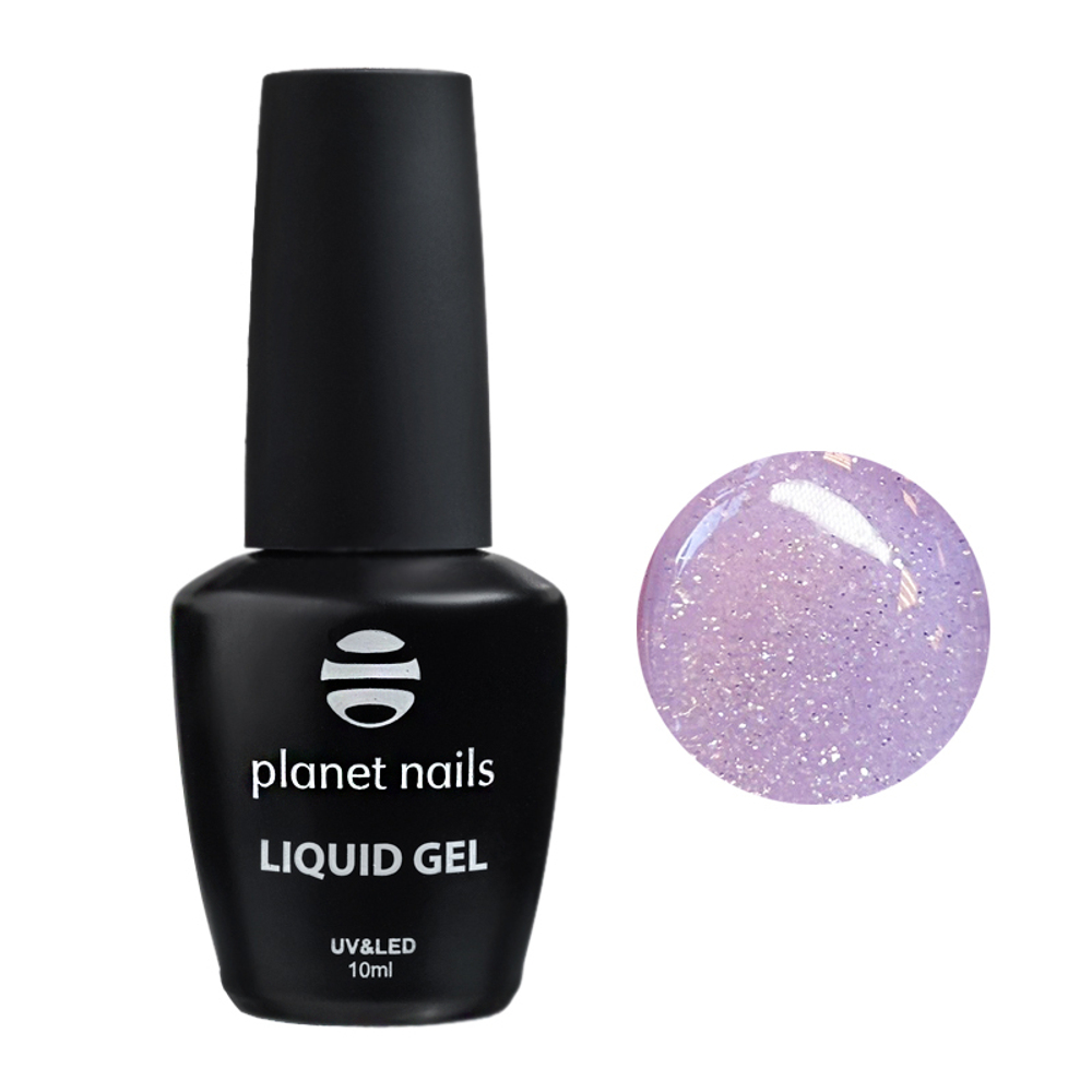 Planet Nails LIQUID GEL Lilac Glitter 11363 моделирующий гель, 10 мл