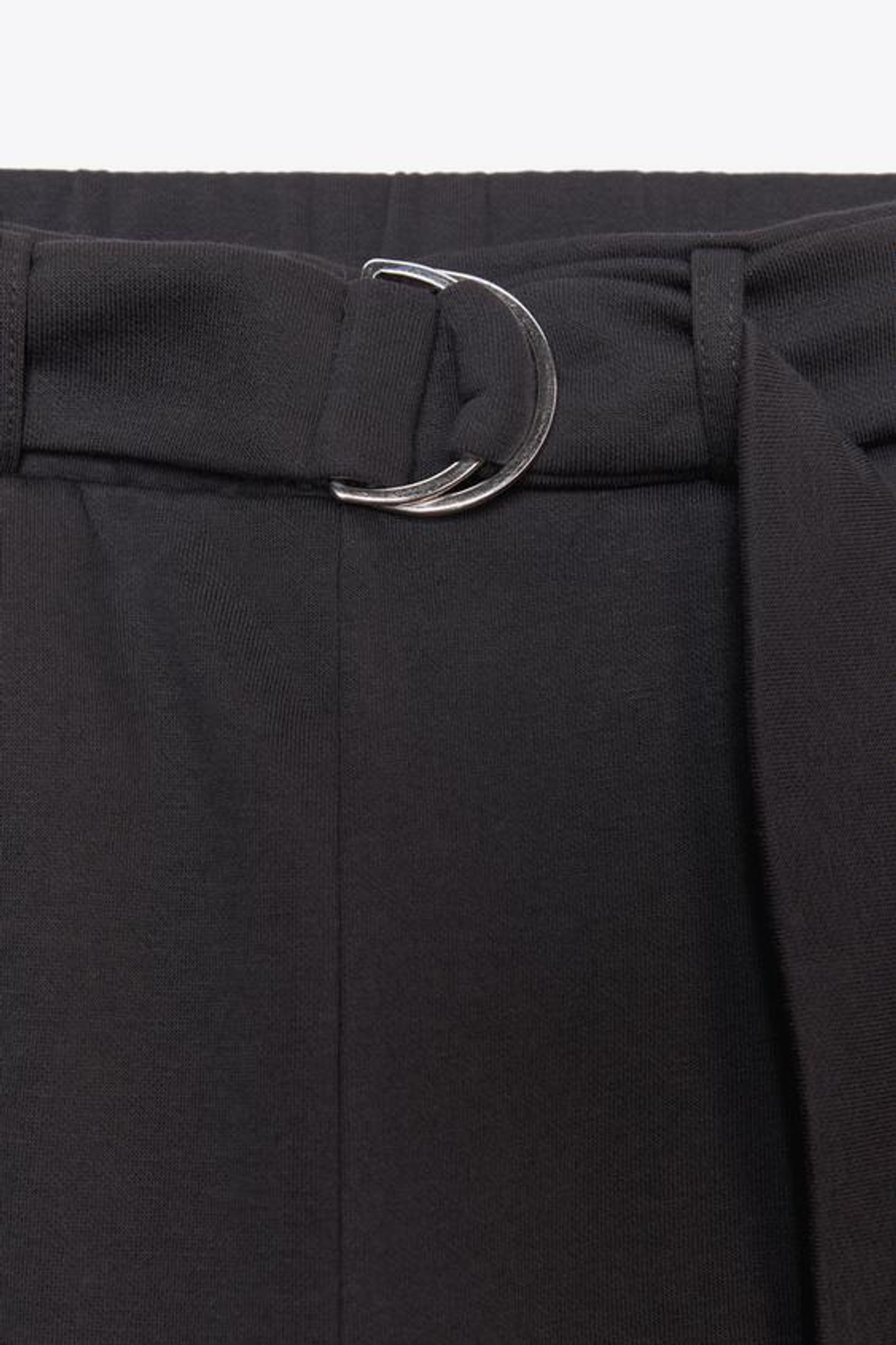 ZARA БРЮКИ ИЗ ФЛИСА С РЕМНЕМ, УГОЛЬНЫЙ