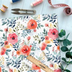 Ткань премиум шелк искусственный Армани полевые акварельные цветы