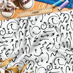 Ткань ниагара чёрные стрелки на бежевом фоне