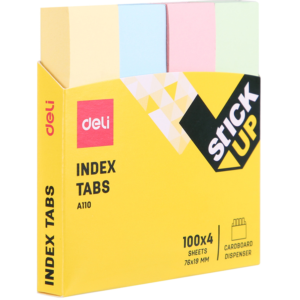 Закладки клейкие DELI 76 х 19 мм, бумажные, пастель, 4 цв х 100 листов