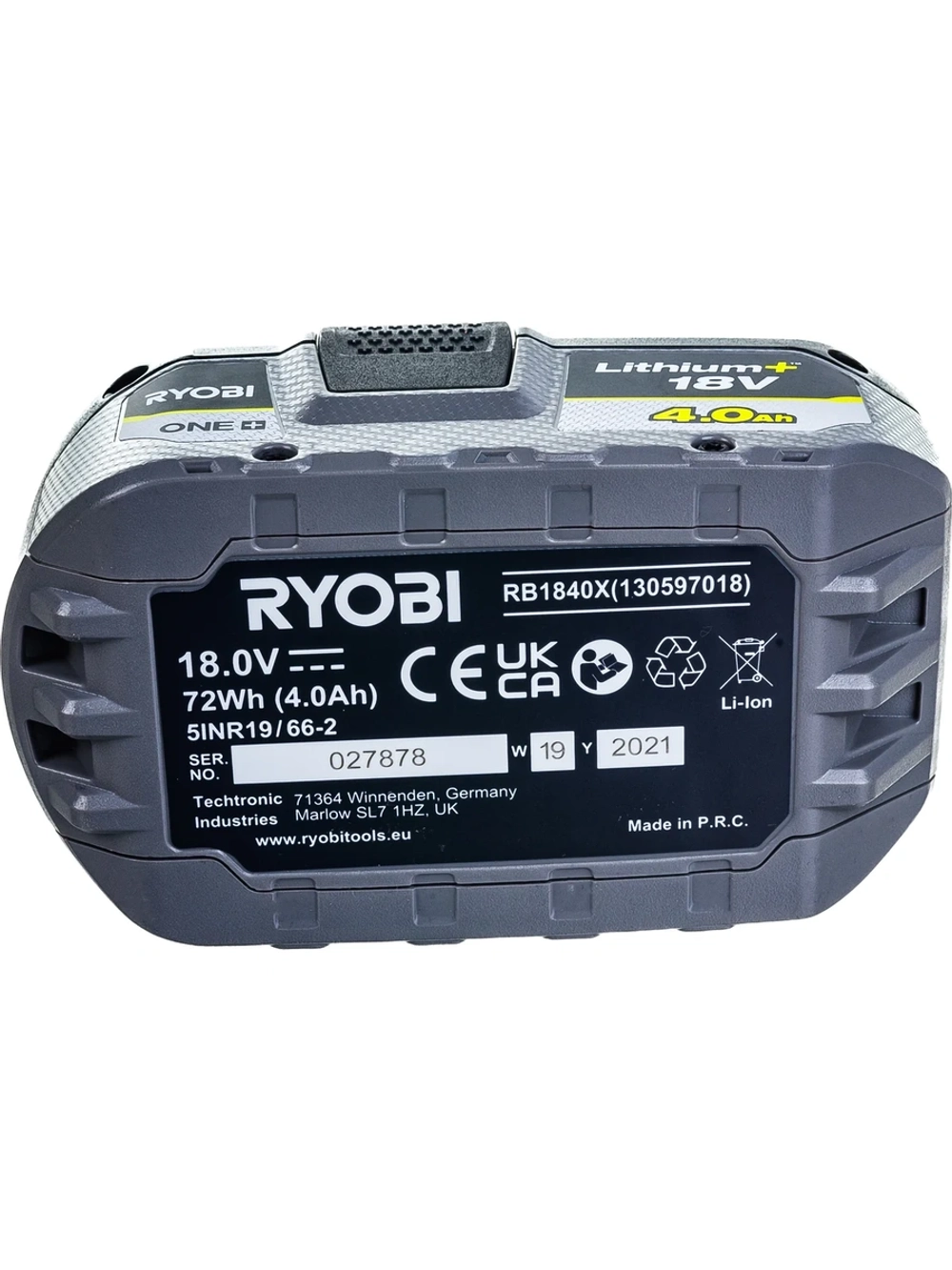 Аккумулятор Ryobi ONE+ RB1840X (18 В; 4 А*ч; Li-ion) 5133005053