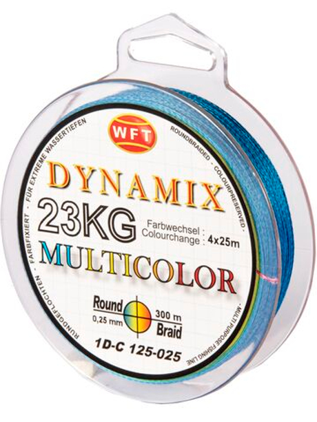 Леска плетёная WFT KG ROUND DYNAMIX Multicolor 300 м, 0.25 мм