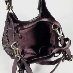 Женская сумка из натуральной винтажной кожи бордового цвета