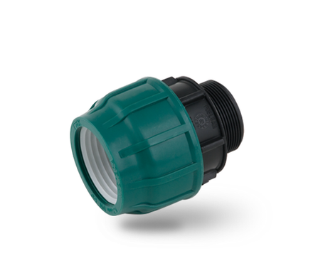 Муфта ПНД "Poelsan" 25х1/2" с наружной резьбой  (25/350 шт)