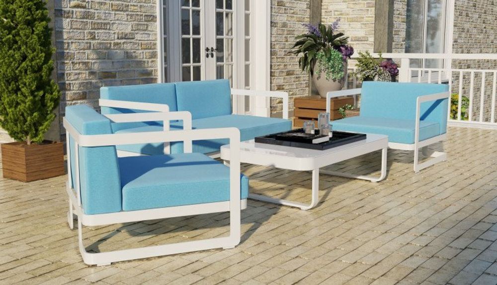 Villino, набор белый/голубой, алюминий