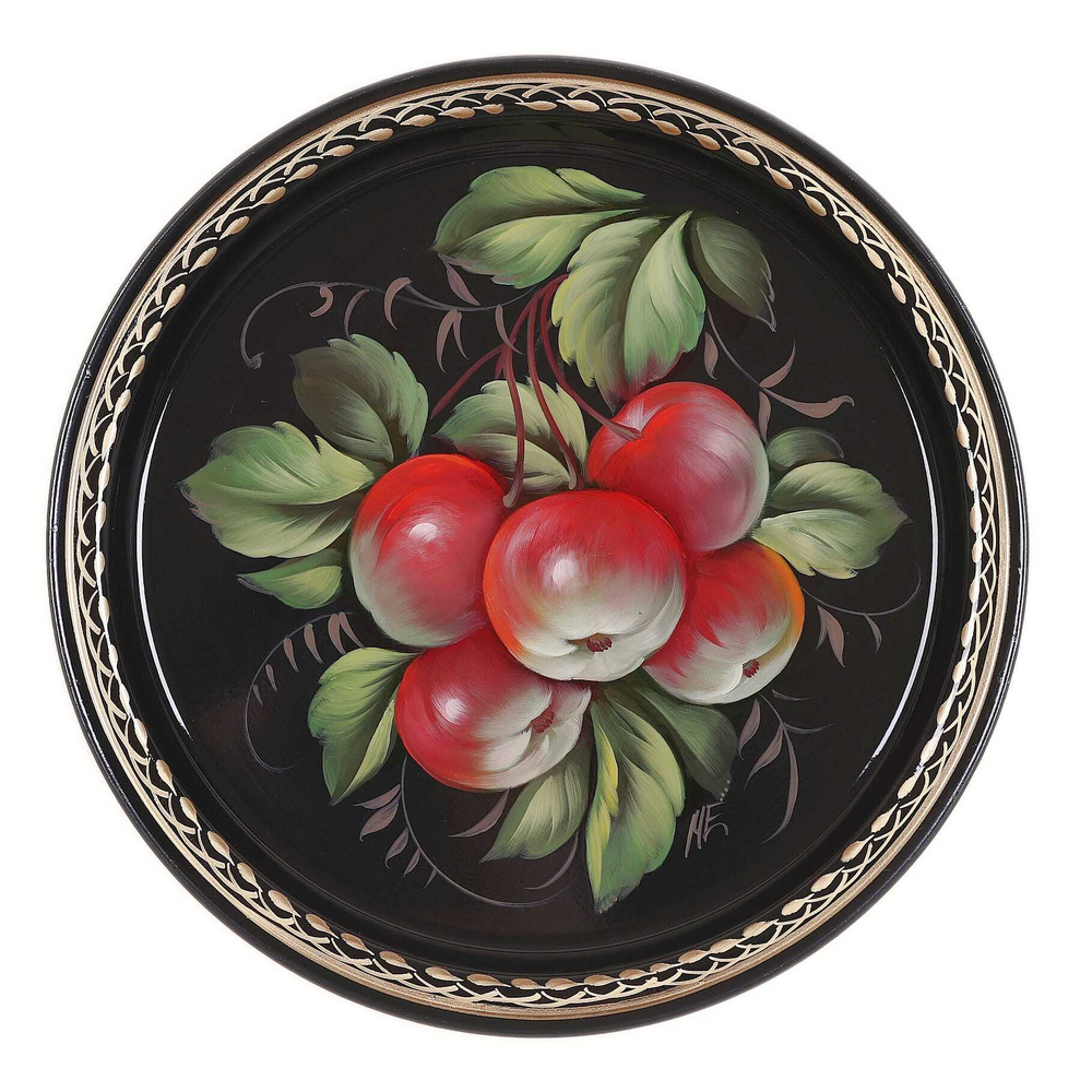 Жостовский поднос декоративный, размер 22 см (A5), металлический