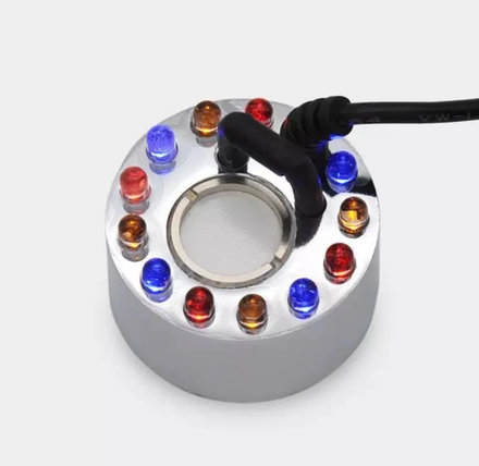 Ультразвуковой увлажнитель воздуха, туманообразователь, 12 светодиодов, 45х25мм