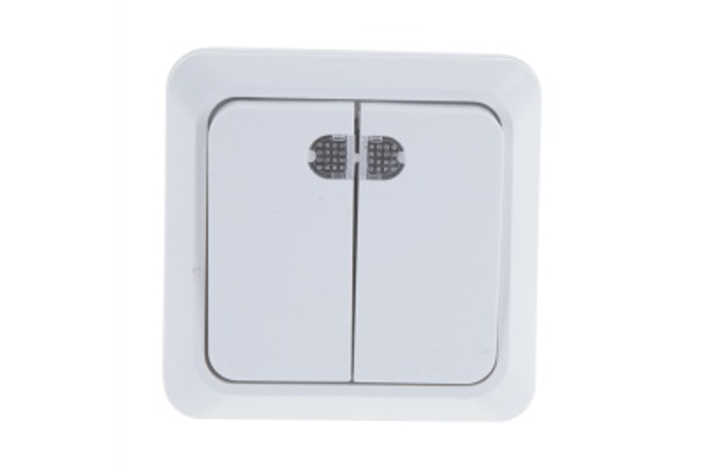 Выключатель 2кл с подсв бел Олимп ОП 10А 220В (О0123) (3/10/200)