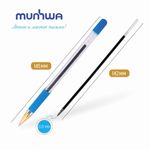 Ручка шариковая масляная с грипом MUNHWA "MC Gold", ГОЛУБАЯ, корпус прозрачный, узел 0,5 мм, линия письма 0,3 мм, BMC-12