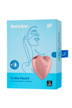 Вакуум-волновой стимулятор клитора с вибрацией Satisfyer Cutie Heart, силикон, розовый, 7,7 см