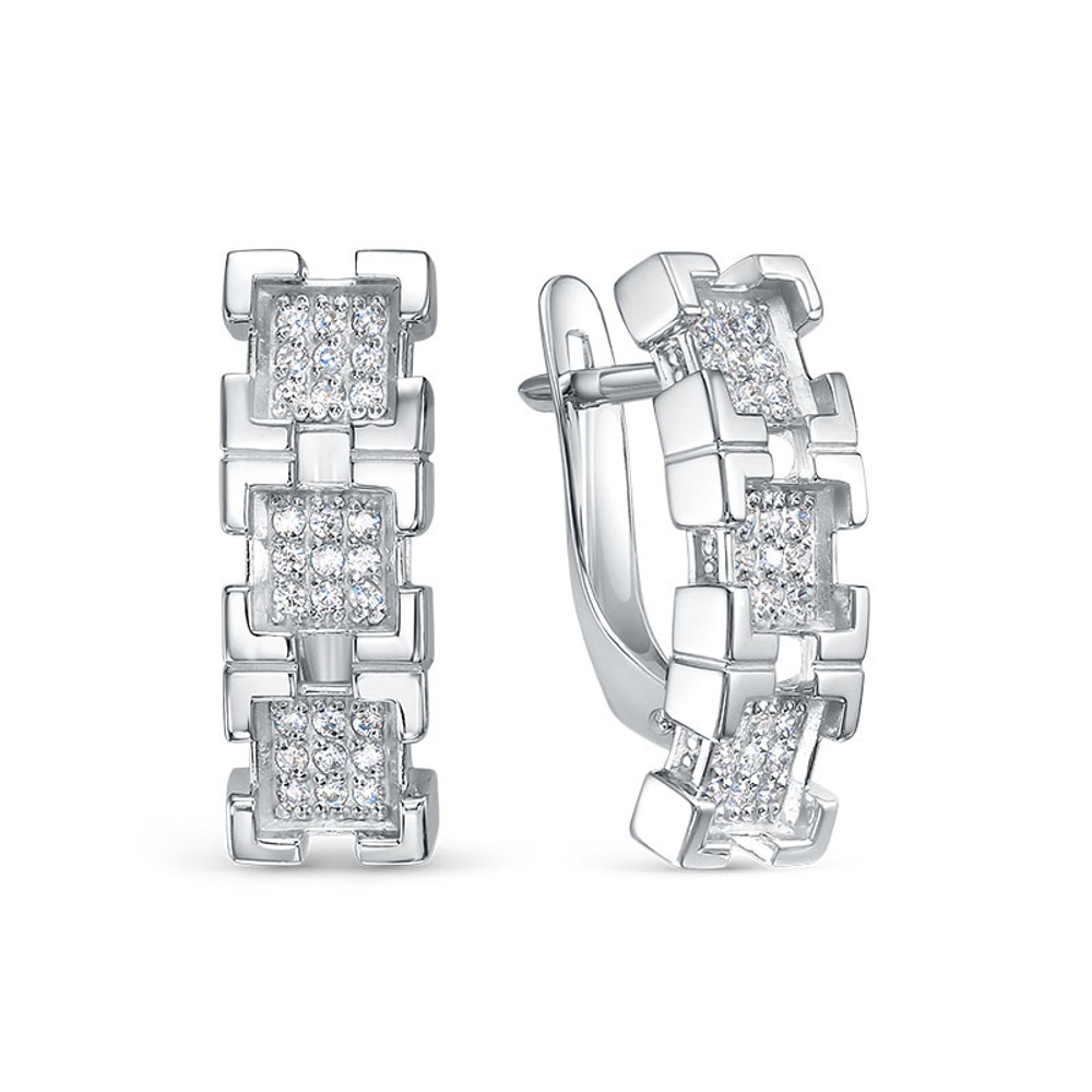 Серьги из серебра 925 пробы с Фианит