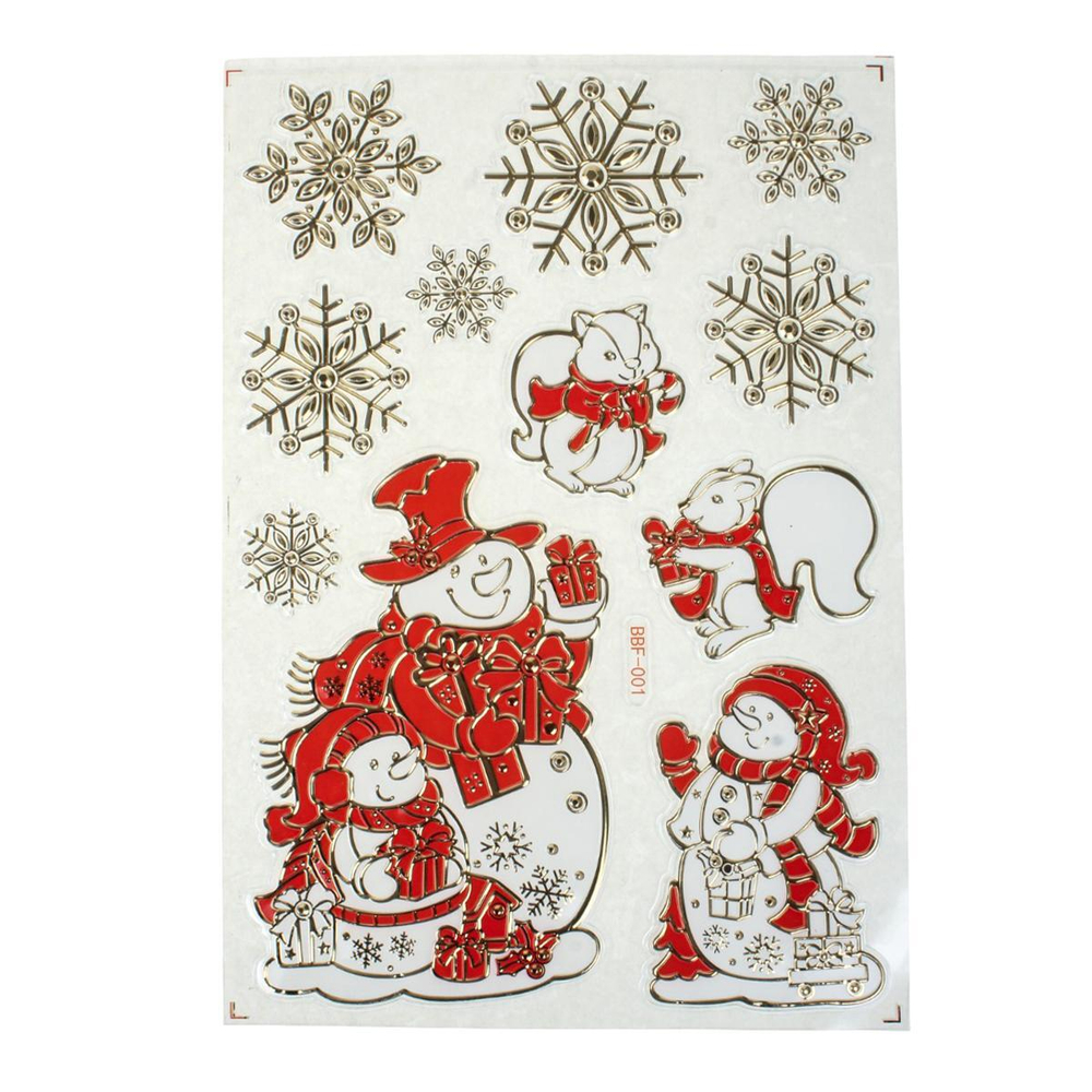 Наклейка новогодняя 22*37 см, 4 вида микс , пакет