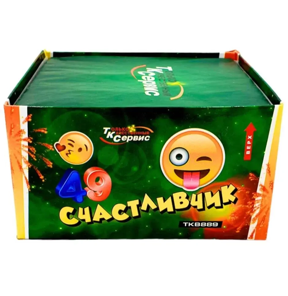 Батарея салютов Счастливчик 49 (TKB889) от Тк Сервис, 49 выстрелов, 14 мм