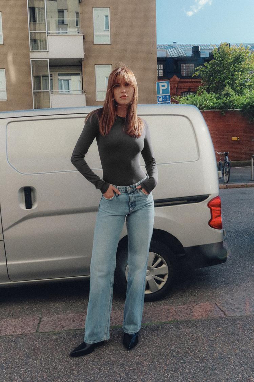 ZARA БОДИ ИЗ ХЛОПКА И МОДАЛА, СВИНЦОВЫЙ