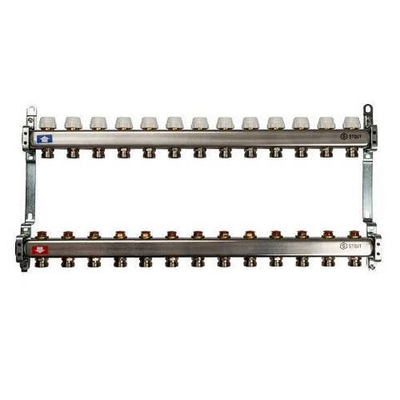 Коллекторная группа для радиаторного отопления STOUT SMS0922 - 1" на 13 контуров 3/4"EK (нерж.сталь)
