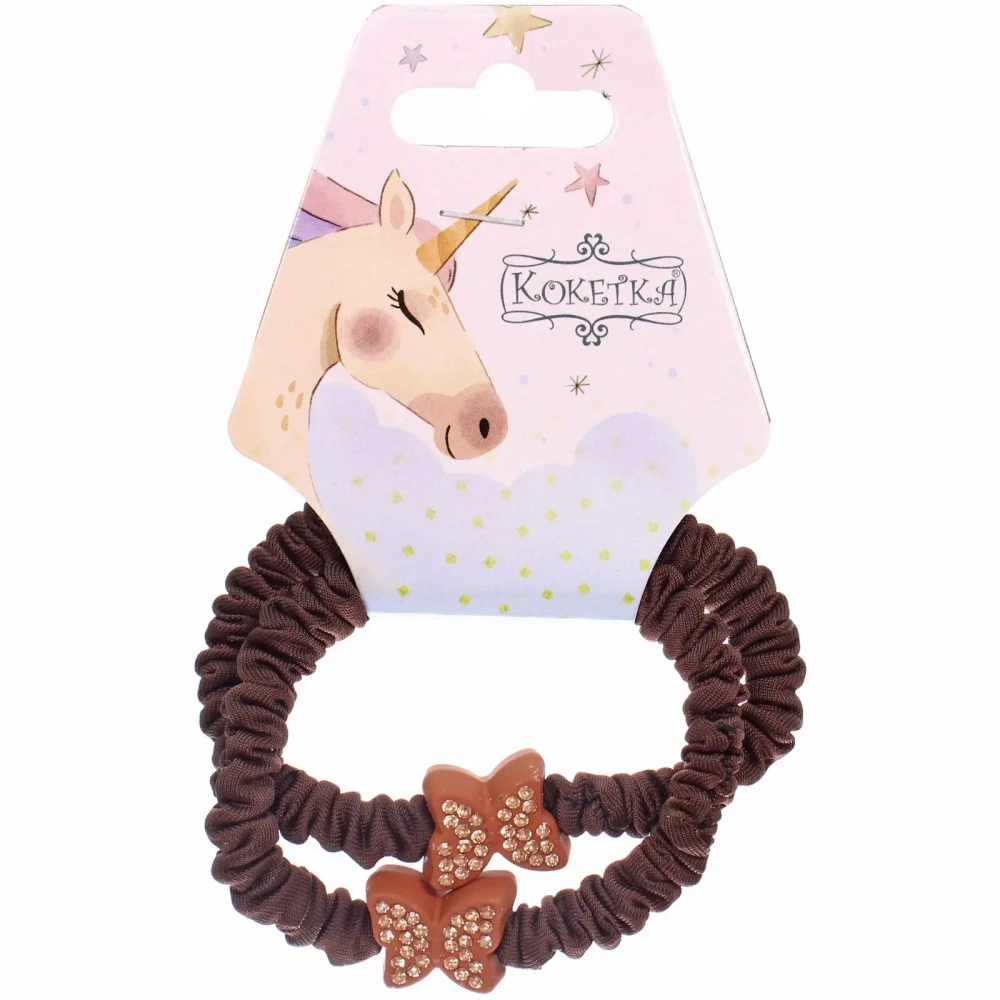 Резинки для волос 2шт «КИРА», бабочки, микс 5 цветов, d-5см (подвес Единорог)