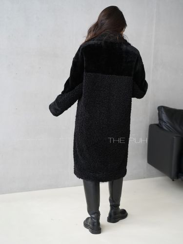 Утепленная черная шуба KRISTINA из эко-меха