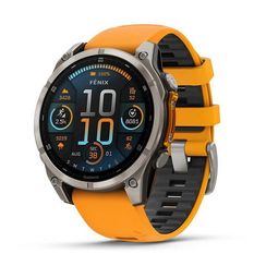 Garmin Fenix 8 Amoled Sapphire 47 мм – Титановый, оранжевый ремешок