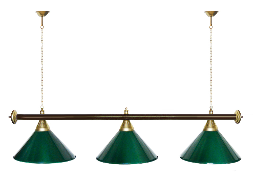 Лампа STARTBILLIARDS 3 пл. (плафоны зеленые,штанга золотая,фурнитура золото)