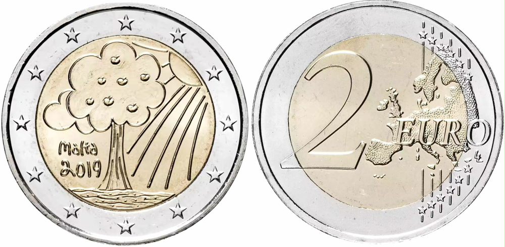 Мальта 2 евро 2019 Природа и окружающая среда UNC