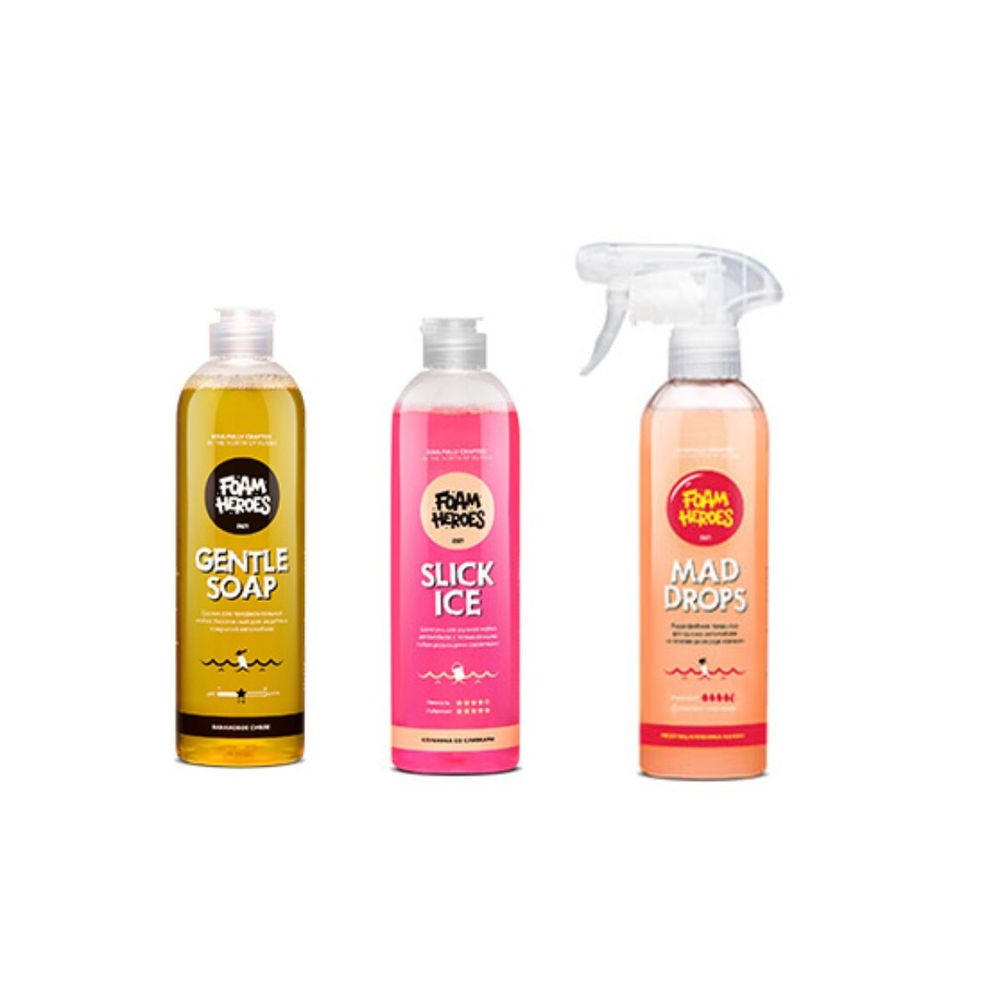 Набор для трехфазной мойки Gentle Soap Banana + Slick Ice Sweety+Mad Drops Candy