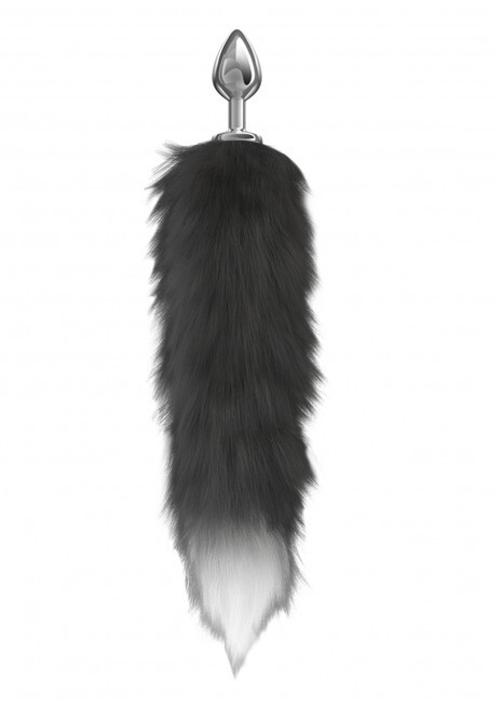 Анальная пробка с хвостом Diamond Starlit Black (Цвет: серебряный с черным)